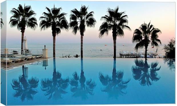 Antalya, Turkey, Pool Palm Trees Canvas Print by Robert Cane