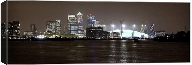Canary Wharf, 02 Arena, London Canvas Print by Robert Cane