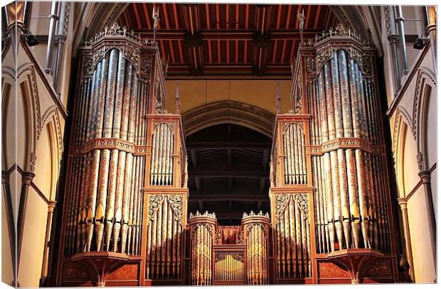 Rochester Cathedral, Organ Pipes Canvas Print by Robert Cane