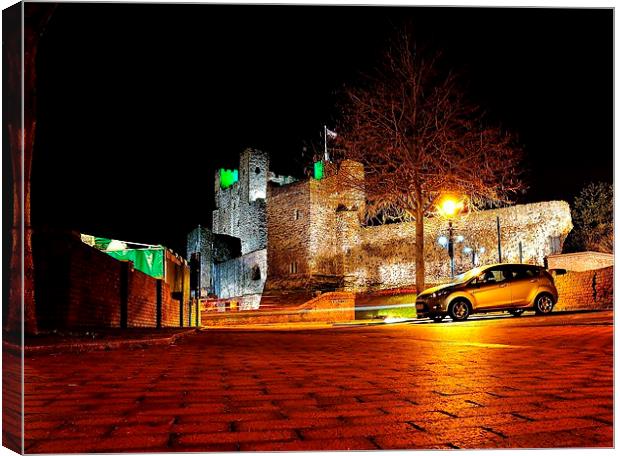 Rochester Castle at night Canvas Print by Robert Cane