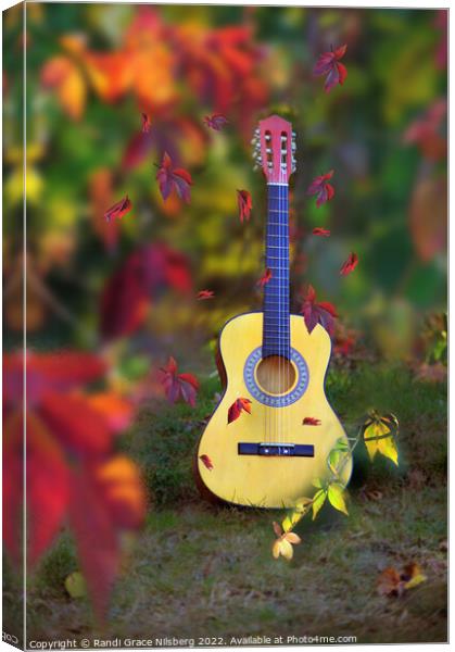 Vertical Fall Photo of Guitar Canvas Print by Randi Grace Nilsberg