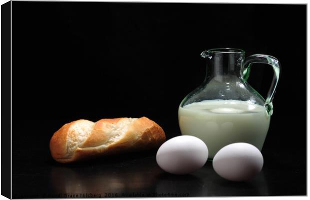 Milk, bread and eggs Canvas Print by Randi Grace Nilsberg