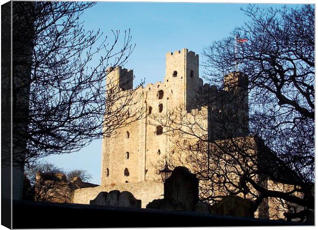 Rochester Castle In The Sun Canvas Print by Tim Smith
