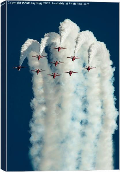 Red Arrows Display Team Canvas Print by Anthony Rigg