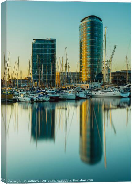 Sunrise Dockside Canvas Print by Anthony Rigg