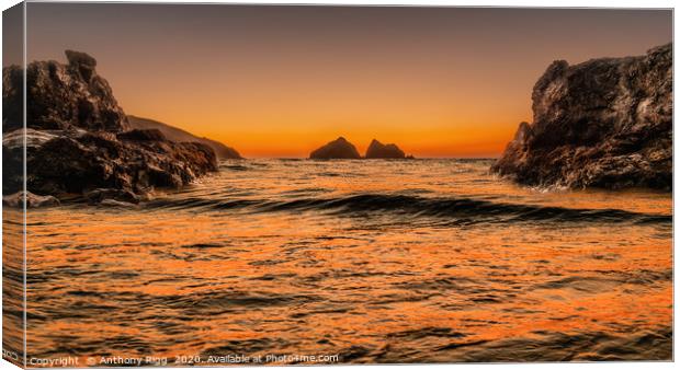Holywell Beach Sunset Canvas Print by Anthony Rigg
