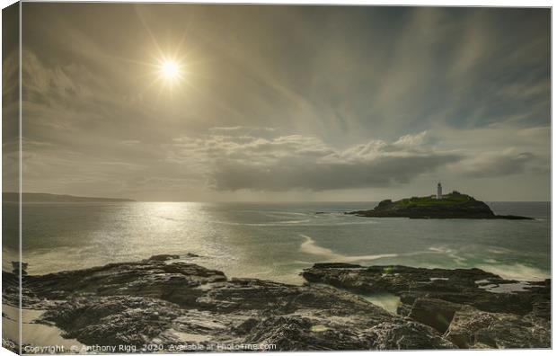 Godrevy Lighthouse St Ive's  Canvas Print by Anthony Rigg
