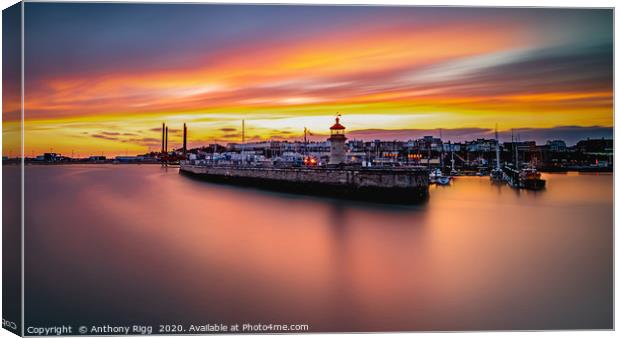 Harbour Sunset Canvas Print by Anthony Rigg