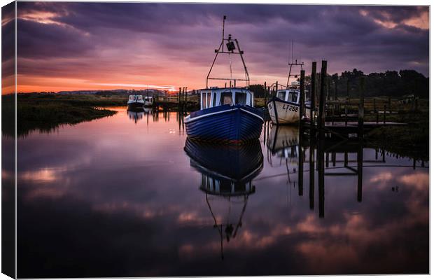 Thornham boats at dawn Canvas Print by Tristan Morphew