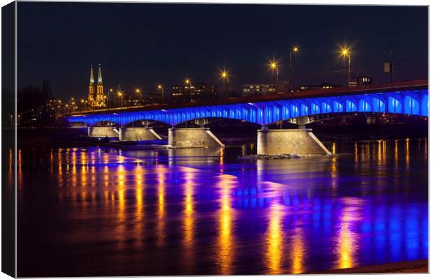 Blue bridge - Warsaw Canvas Print by Robert Parma