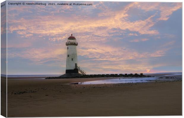 Sunrise at the Point of Ayr Lighthouse Canvas Print by rawshutterbug 
