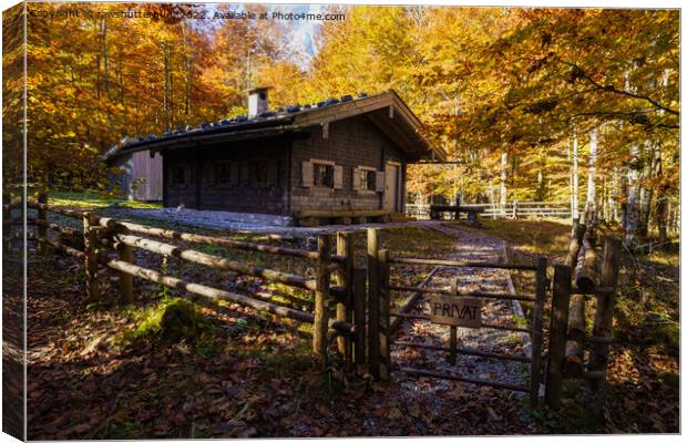 Log Cabin In The Woods Canvas Print by rawshutterbug 