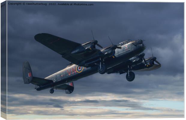 Lancaster Bomber In The Sky Canvas Print by rawshutterbug 