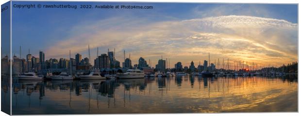 Vancouver Skyline - Yacht Harbour at Sunset Panora Canvas Print by rawshutterbug 