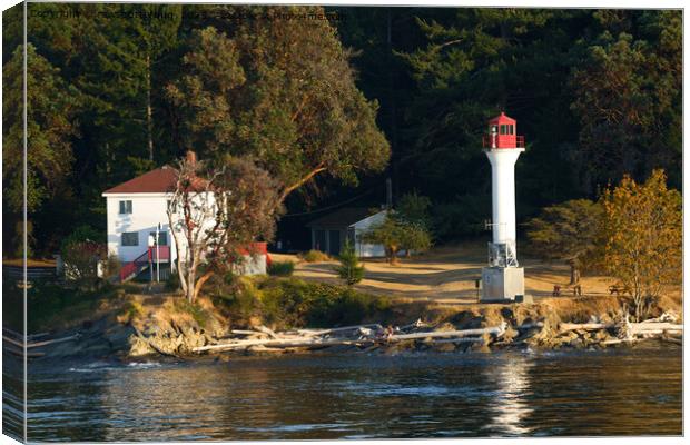 Active Pass Lighthouse - Mayne Island Canvas Print by rawshutterbug 