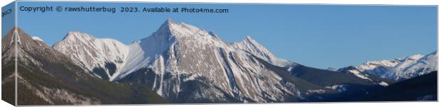 Snowy Medicine Lake Slaps And Opal Peak Panorama Canvas Print by rawshutterbug 