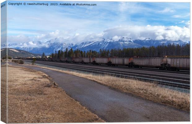 Jasper's Scenic Railway and Snow Peaks Canvas Print by rawshutterbug 