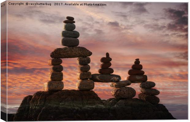 Stone Stack At Sunset Canvas Print by rawshutterbug 
