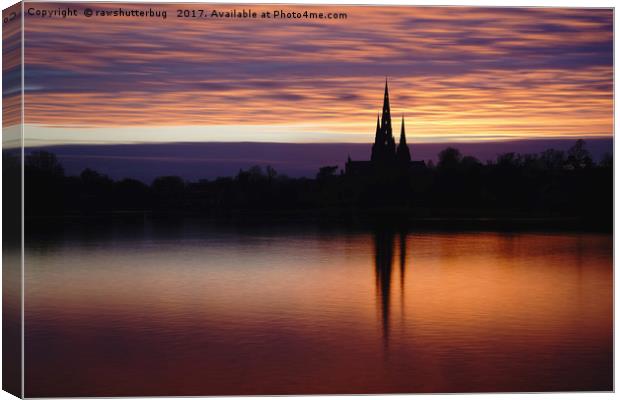 Sunset Reflection At The Lichfield Cathedral Canvas Print by rawshutterbug 