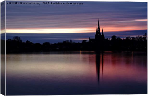 Pink Sky Over The Lichfield Cathedral Canvas Print by rawshutterbug 