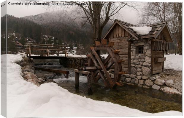 Winter Water Mill At Lake Jasna Canvas Print by rawshutterbug 