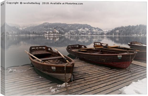 Rowing Boats At The Lake Bled Canvas Print by rawshutterbug 