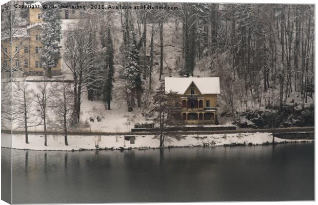 House On Lake Bled Canvas Print by rawshutterbug 