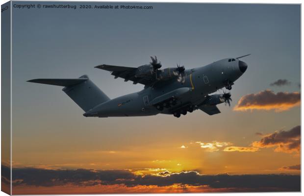 Airbus A400M At Sunset Canvas Print by rawshutterbug 