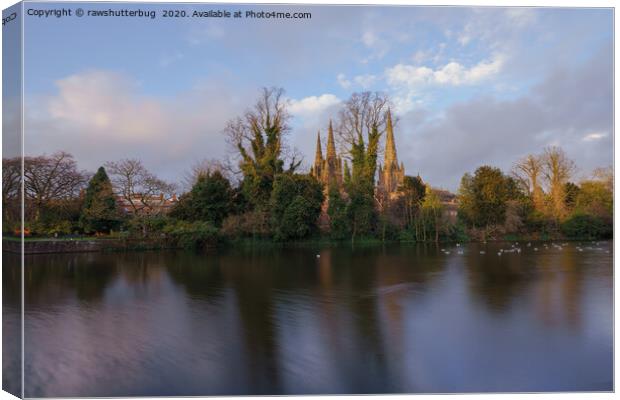 Lichfield Cathedral By The Minster Pool Canvas Print by rawshutterbug 