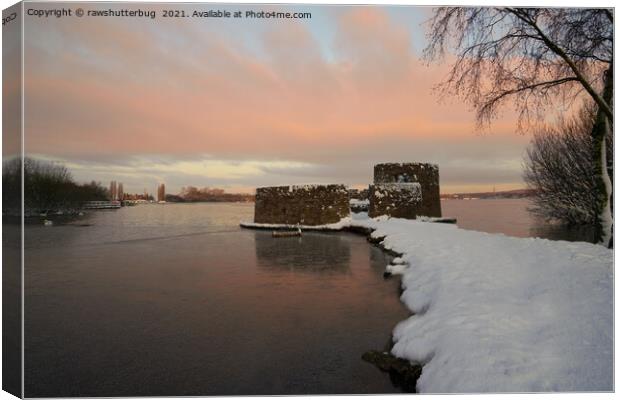 Snowy Sunrise At The Chasewater Country Park Canvas Print by rawshutterbug 