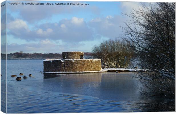 Snowy Chasewater Castle Canvas Print by rawshutterbug 