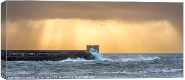 Saltcoats harbour storm Canvas Print by Robert Strachan
