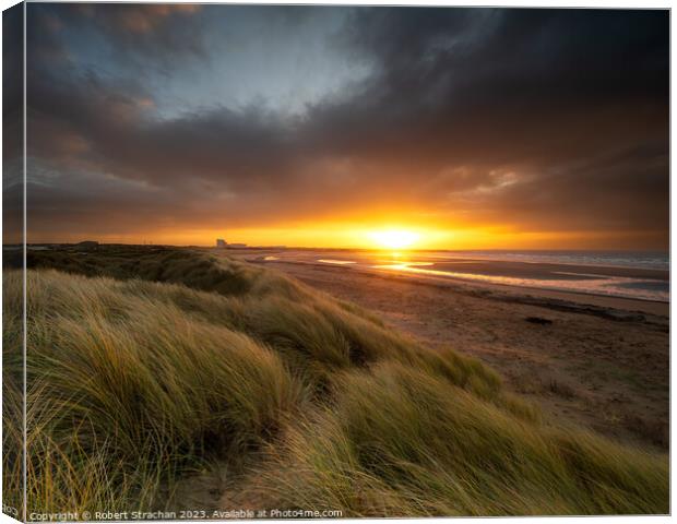 Stevenston dunes sunrise Canvas Print by Robert Strachan