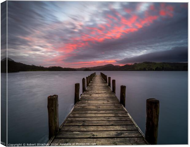 Coniston jetty sunset Canvas Print by Robert Strachan
