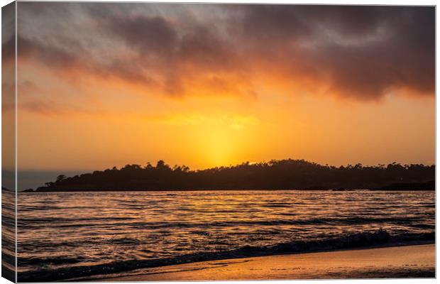 Sunset on Carmel Beach, California Canvas Print by Ray Hill