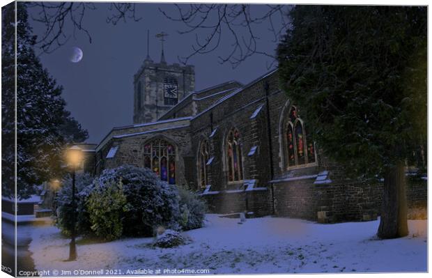 St Andrews church in winter Canvas Print by Jim O'Donnell