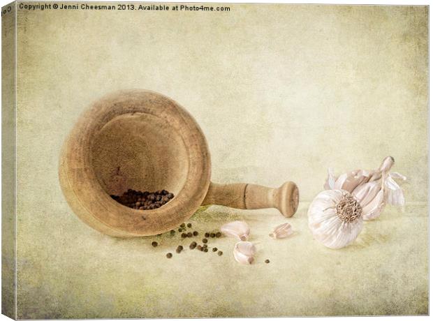 Garlic & peppercorns Canvas Print by Jenni Cheesman