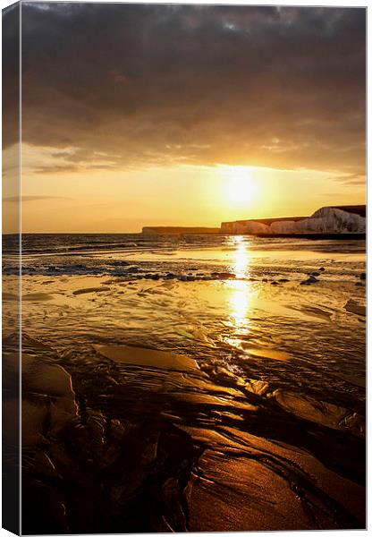 Sunset over Birling Gap Canvas Print by Matthew Silver