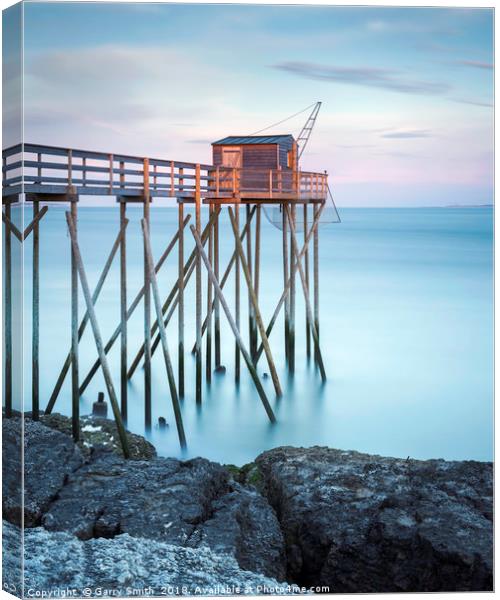 Carrelet with Sunset, Gironde Estuary. Canvas Print by Garry Smith