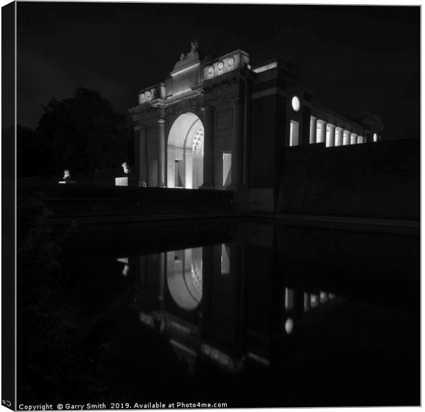The Menin Gate at Night (mono) Canvas Print by Garry Smith