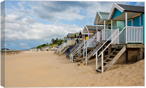 Wells Beach Huts Canvas Print by Adrian Searle