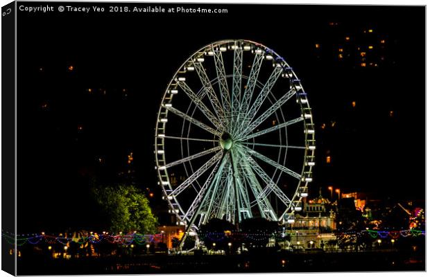 The Torquay Wheel At Night. Canvas Print by Tracey Yeo