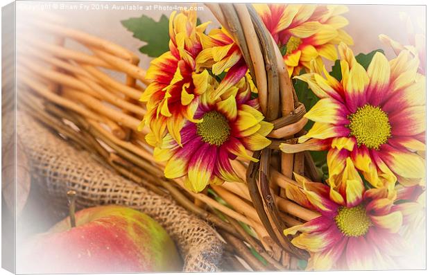  Chrysanthermums and a Basket Canvas Print by Brian Fry