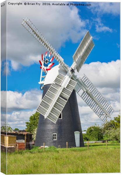 Thelnetham Tower mill Canvas Print by Brian Fry