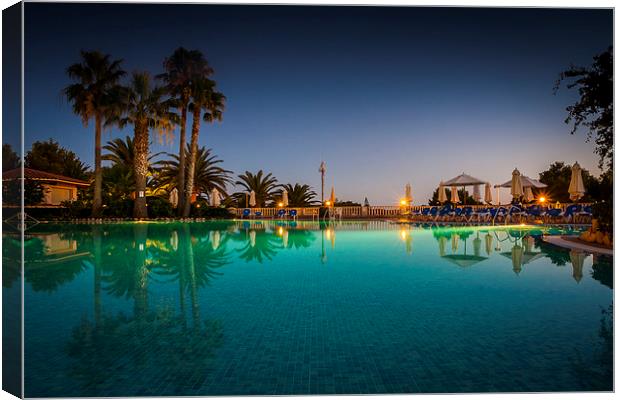 Peaceful Pool After Sunset Canvas Print by Kevin Browne