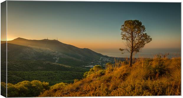 Sunrise Over The Mijas Hills In Spain Canvas Print by Kevin Browne