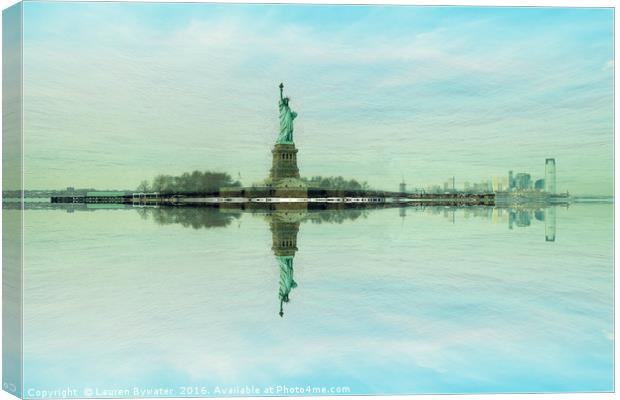 Statue and the City Canvas Print by Lauren Bywater