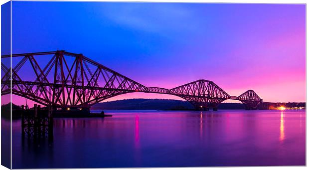 Forth Bridge in Colourful sky Canvas Print by Kevin Ainslie