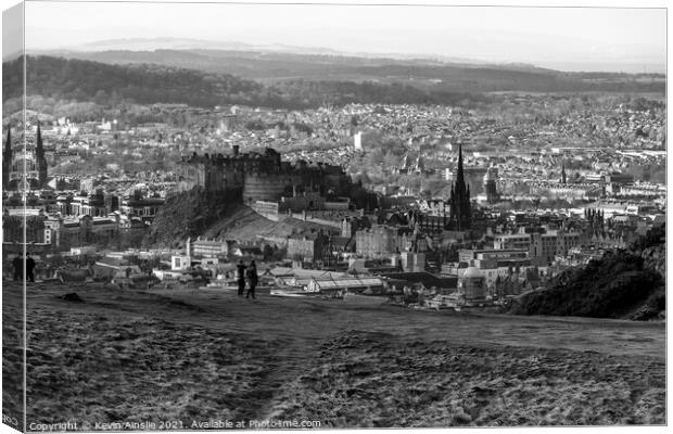 Edinburgh below Arthurs Seat Canvas Print by Kevin Ainslie