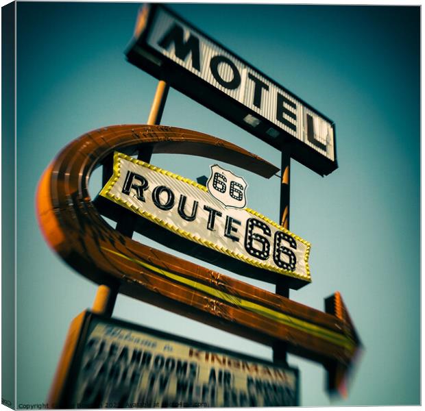 Route 66 Motel Sign Canvas Print by Dave Bowman